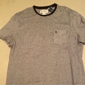 Original Penguin Gray Short Sleeve Tee with Ribbed Collar
